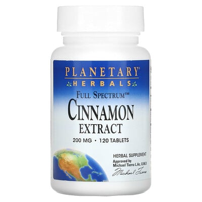 

Planetary Herbals, Full Spectrum Cinnamon Extract, 200 mg, 120 Tablets