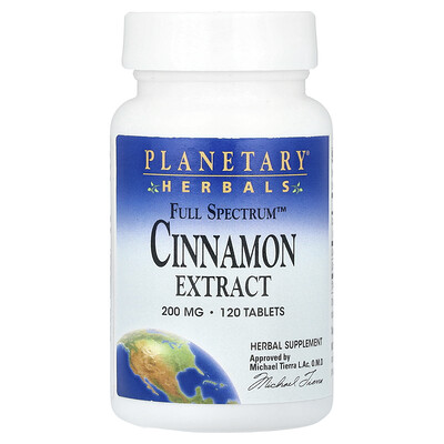 Planetary Herbals  Full Spectrum™ Cinnamon Extract  400 mg  120 Tablets (200 mg per Tablet)