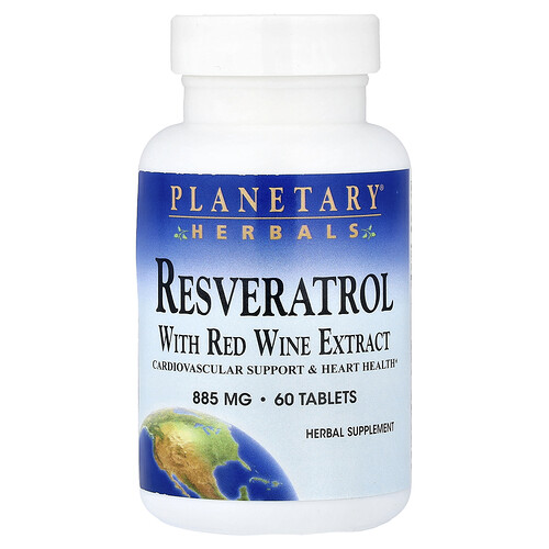 プラネタリーハーバルズ Planetary Herbals, 赤ワインエキス配合レスベラトロール、タブレット60粒