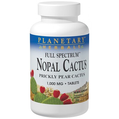 Planetary Herbals Мексиканский нопал, кактус-опунция полного спектра, 1000 мг, 120 таблеток