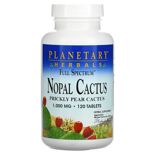 Planetary Herbals, 노팔 선인장, 전 영역, 프리클리 페어 선인장, 1,000 mg, 120정 알약