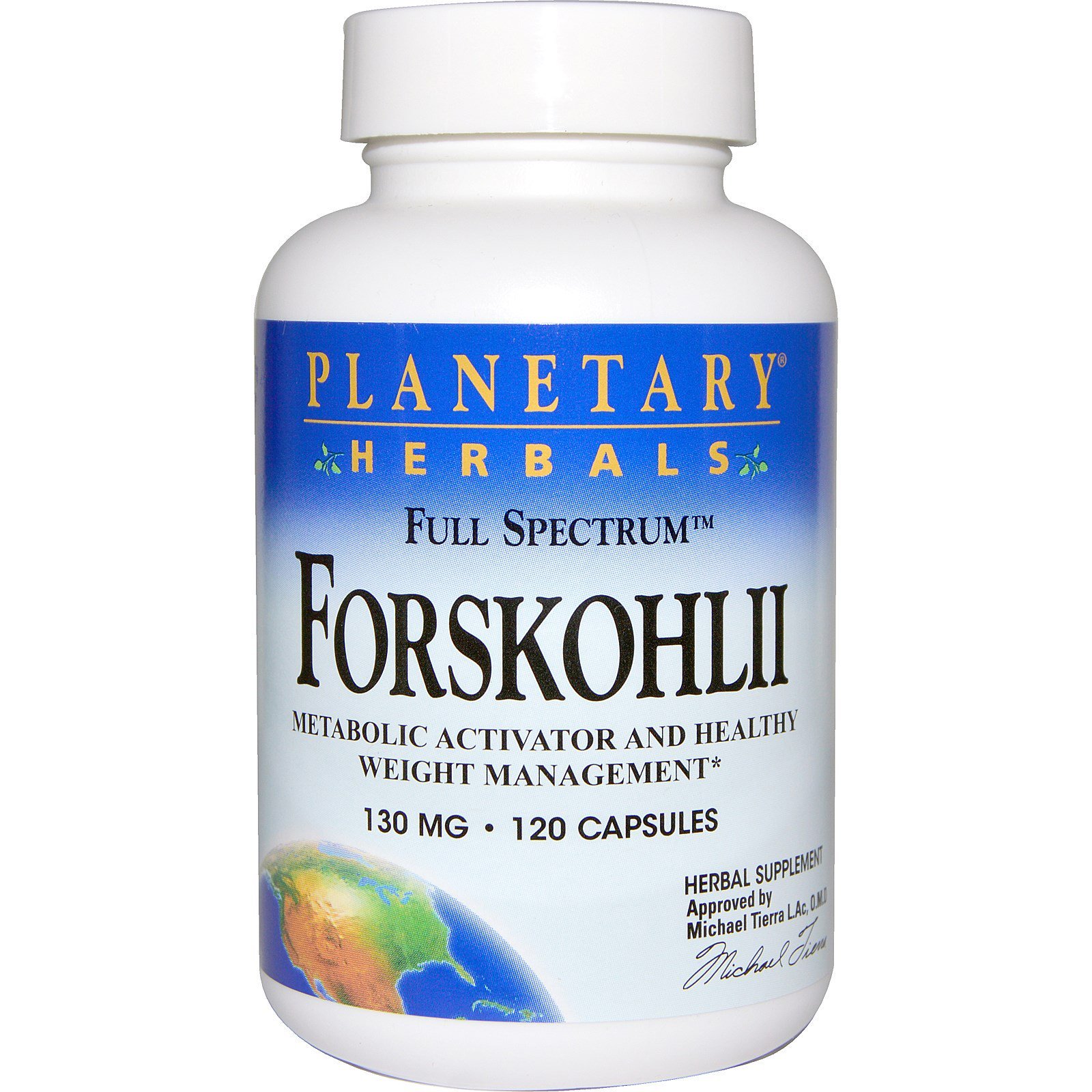 Planetary Herbals, Форсколин полного спектра, 130 мг, 120 капсул