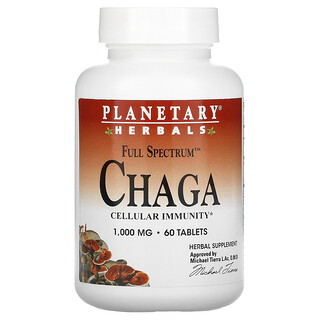 Planetary Herbals, フルスペクトラム, チャーガ（Chaga）, 1,000 mg, 60錠