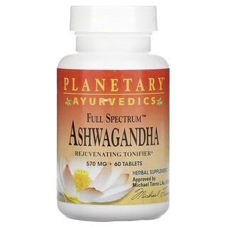 Planetary Herbals, Ayurvedics, Ashwagandha de espectro completo, 570 mg, 60 comprimidos