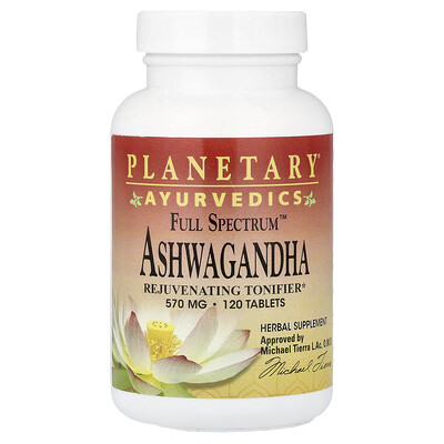 Product Image for Planetary Herbals, Ayurvedics, Full Spectrum Ashwagandha, 570 mg, 120 Tablets