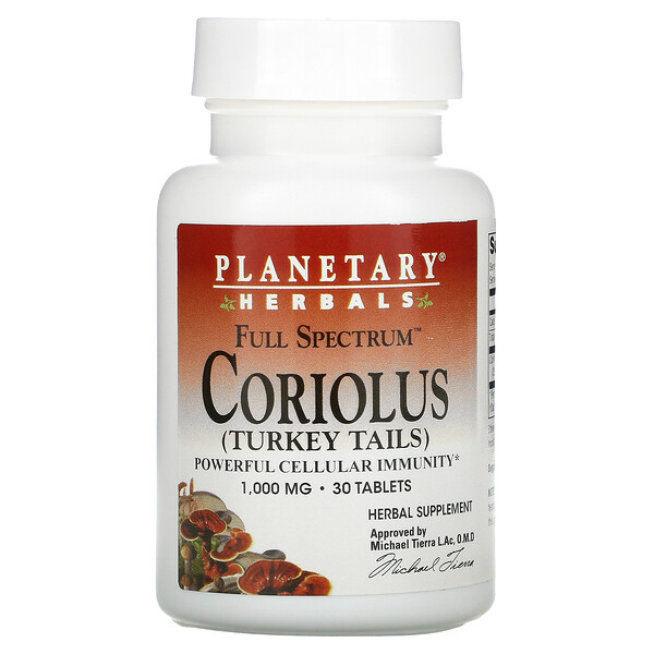 Planetary Herbals, Full Spectrum Coriolus, 1,000 mg, 30 Tablets