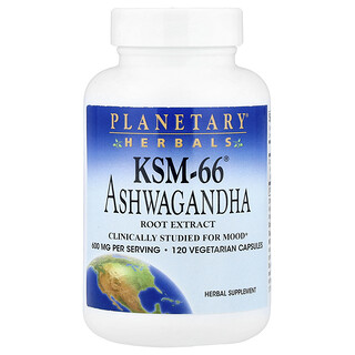 Planetary Herbals, Estratto di radice di ginseng indiano KSM-66®, 120 capsule vegetariane (300 mg per capsula)