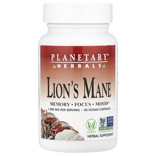 Planetary Herbals, Oroszlánsörény, 30 vegán kapszula (500 mg kapszulánként)