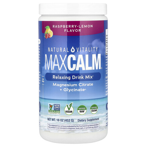 Natural Vitality, MaxCalm®, Entspannendes Getränkepulver, Himbeere-Zitrone, 16 oz (453 g)