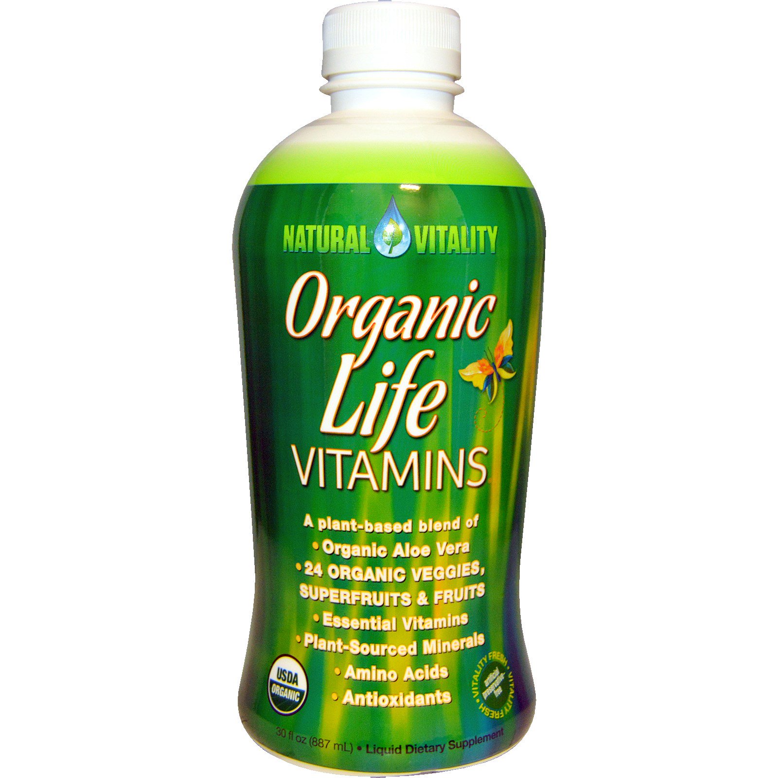 Natural Vitality, Витамины Organic Life, со вкусом органической малины и клюквы, 30 жидких унций (887 мл)