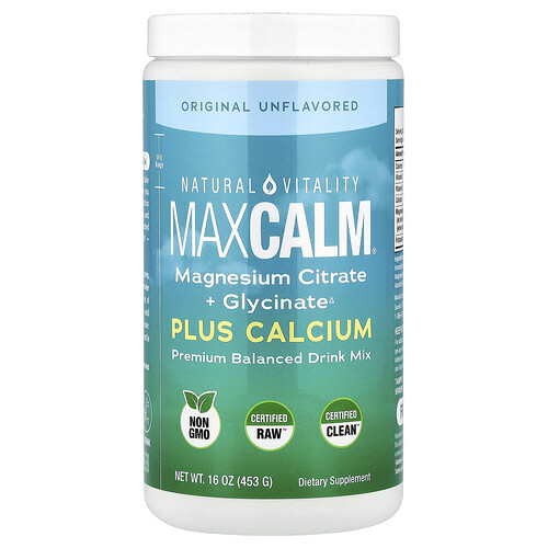 Natural Vitality, MaxCalm®, Plus Calcium Premium Balanced Drink Mix, ohne Geschmack, 453 g