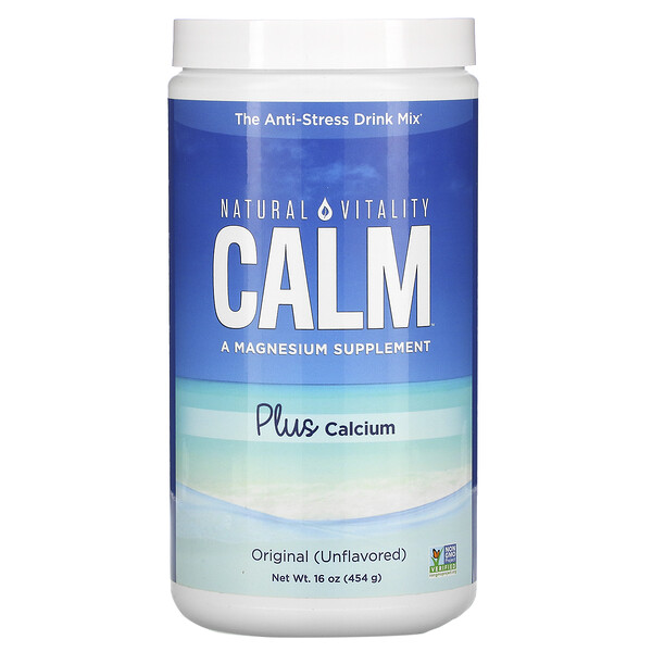 Natural Vitality, CALM с кальцием, антистрессовая смесь для напитков, оригинальный (без ароматизаторов), 454 г (16 унций)