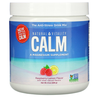 Natural Vitality Calm, The Anti-Stress Drink Mix, Raspberry-Lemon Flavor, 8 oz (226 g)