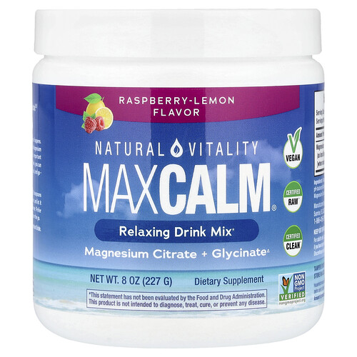 Natural Vitality MaxCalm®, Relaxing Drink Mix, Raspberry-Lemon, 8 oz (227 g)
