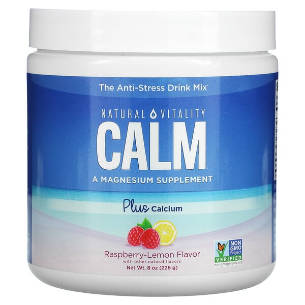 CALM, The Anti-Stress Drink Mix, Plus Calcium, Raspberry-Lemon, 8 oz (226 g)