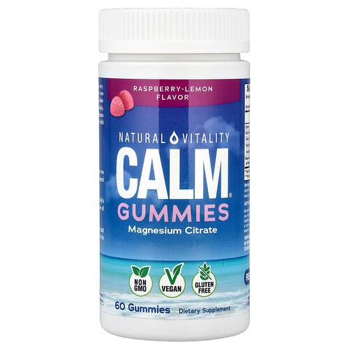 Natural Vitality, CALM® Magnesium Citrate Gummies, Magnesiumcitrat-Fruchtgummis, Himbeer-Zitrone, 60 Fruchtgummis (83 mg pro Fruchtgummi)