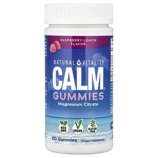 Natural Vitality, жевательные таблетки с цитратом магния CALM®, со вкусом малины и лимона, 60 жевательных таблеток (83 мг в 1 таблетке)