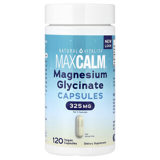 Natural Vitality, MAXCALM®, glycinát horečnatý, 120 vegánskych kapsúl (108 mg na kapsulu)