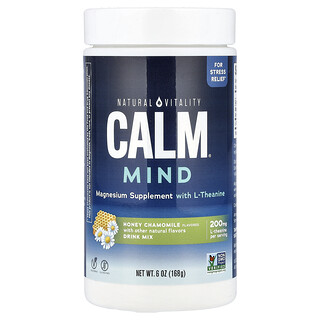 Natural Vitality, CALM®, Mind, Magnesium Supplement With L-Theanine Drink Mix, Honey Chamomile, 6 oz (168 g)