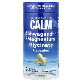 Natural Vitality, Calm®, ашваганда + глицинат магния, 90 веганских капсул