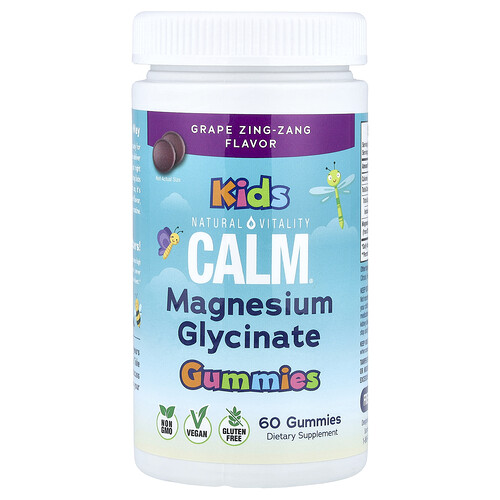 Natural Vitality, Calm®, Magnesium Glycinate Gummies, Magnesiumglycinat-Fruchtgummis, Traube Zing-Zang, 60 Fruchtgummis