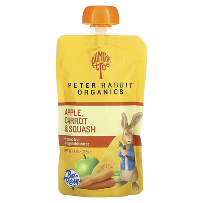 Product Image for Pumpkin Tree Organics, Peter Rabbit Organics, Organic Fruit & Vegetable Puree, Apple, Carrot & Squash, 4.4 oz (125 g)