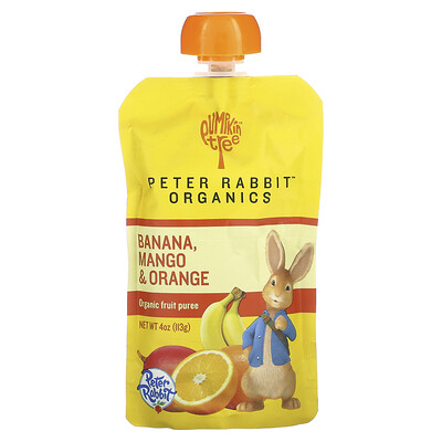 Product Image for Pumpkin Tree Organics, Peter Rabbit Organics, Organic Fruit Puree, Banana, Mango & Orange, 4 oz (113 g)