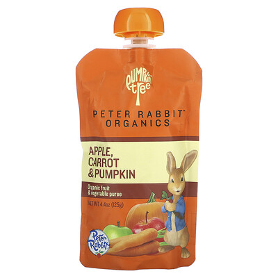 Product Image for Pumpkin Tree Organics, Peter Rabbit Organics, Organic Fruit & Vegetable Puree, Apple, Carrot & Pumpkin, 4.4 oz (125 g)