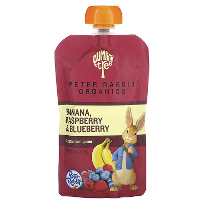 Product Image for Pumpkin Tree Organics, Peter Rabbit Organics, Organic Fruit Puree, Banana, Raspberry & Blueberry, 4 oz (113 g)