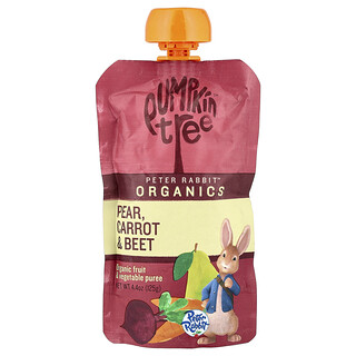 Pumpkin Tree Organics‏, Peter Rabbit™ Organics, מחית פירות וירקות אורגניים, אגס, גזר וסלק, 125 גרם (4.4 אונקיות)