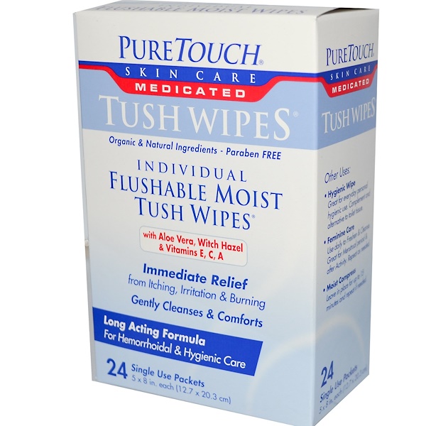 PureTouch Skin Care, Лечебные туалетные салфетки, 24 одноразовых пакетов, каждая 5 на 8 дюймов