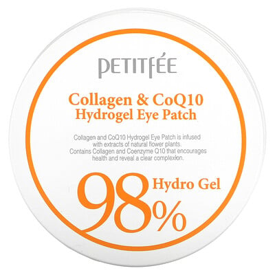 Petitfee Патчи для глаз с коллагеном и гидрогелем CoQ10, 60 шт, 1,4 г каждый