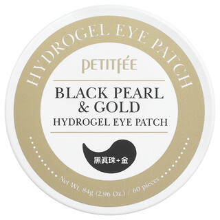 Petitfee, Parches de hidrogel con perla negra para el contorno de los ojos, 60 piezas, 84 g (2,96 oz)