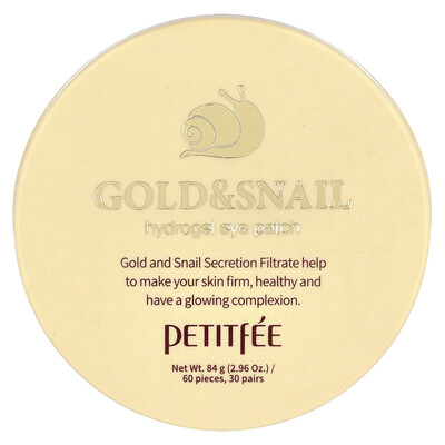 Petitfee, Gold & Snail Hydrogel Eye Patch, 60 Patches