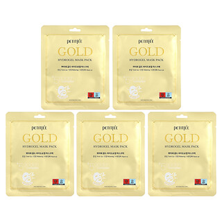 Petitfee, Gold Hydrogel Beauty Mask Pack, 5 Tuchmasken, je 32 g (1,12 oz.).