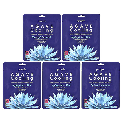Petitfee, Agave Cooling Hydrogel Beauty Face Mask, 5 Sheets, 1.12 oz (32 g) Each