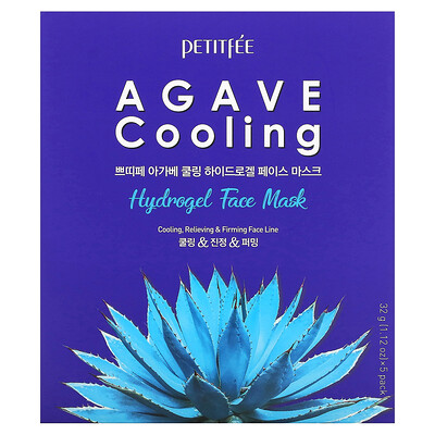 Petitfee Agave Cooling, гидрогелевая маска для лица, 5шт. по 32г (1,12унции)