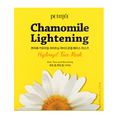 Petitfee Chamomile Lightening, гидрогелевые маски для лица, 5 шт. по 32 г (1,12 унции)