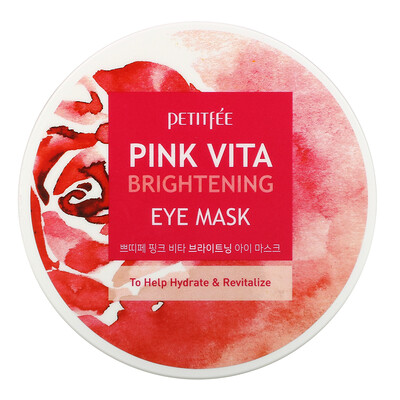 Petitfee Pink Vita Brightening Eye Mask, 60 Pieces