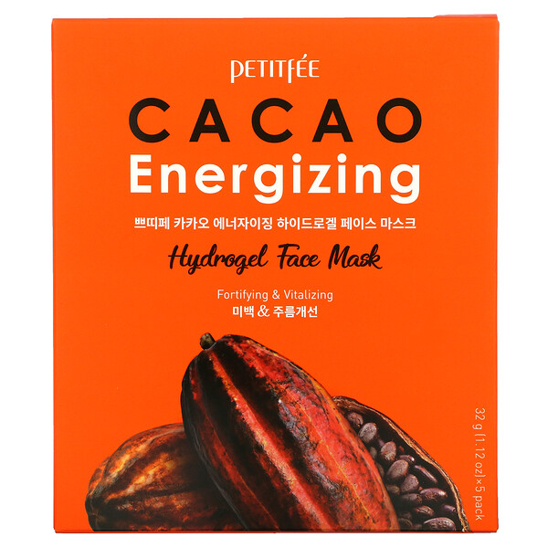 Cacao Energizing Hydrogel Face Mask, 5 Pack, 1.12 oz (32 g)