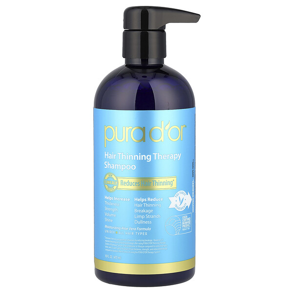 Pura D'or Hair Thinning Therapy Shampoo, All Hair Types, 16 fl oz (473 ml)