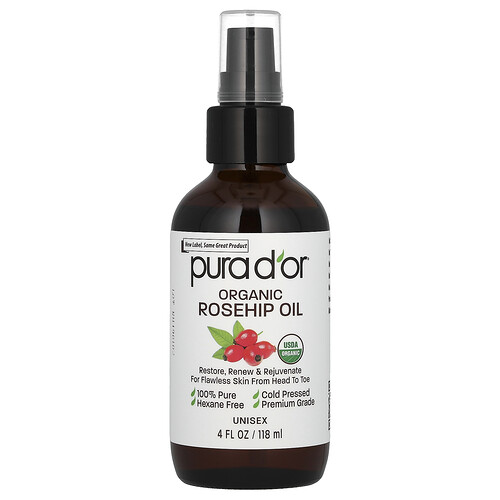 Pura D'or Organic Rosehip Oil, 4 fl oz (118 ml)