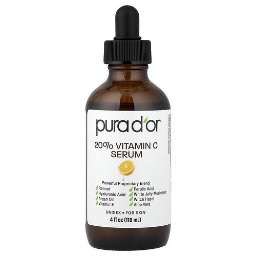 Pura D'or, 20% Vitamin C Serum, Serum mit 20% Vitamin C, 118 ml 4 fl. oz.)