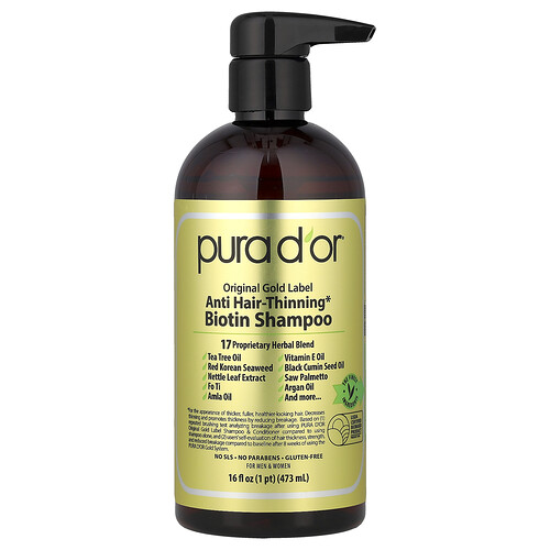 Pura D'or Anti Hair-Thinning Biotin Shampoo, 16 fl oz (473 ml)