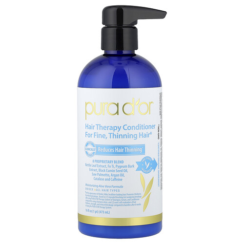 Pura D'or Hair Therapy Conditioner, For Fine, Thinning Hair, 16 fl oz (473 ml)