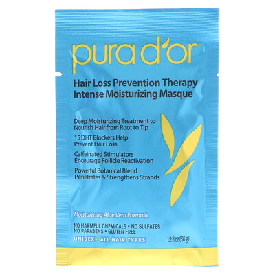 Pura D'or Средство для предотвращения выпадени волос, интенсивная увлажняющая маска, 8 пакетов по 36 мл