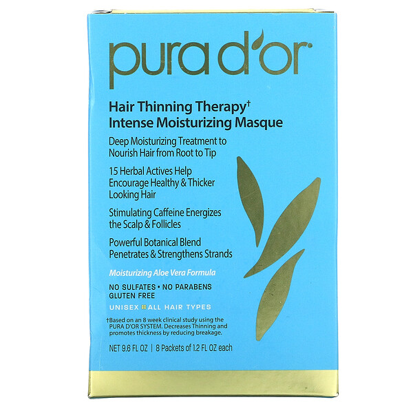 Pura D'or‏, טיפול בשיער דליל, מסיכת לחות אינטנסיבית, 8 חפיסות, 35 גרם (1.2 אונקיית נוזל) כל אחת