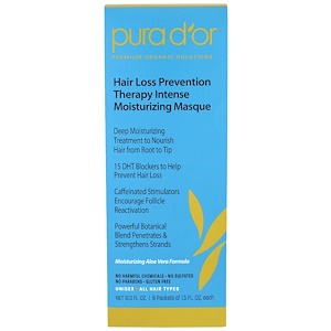 Pura D'or, Hair Loss Prevention Therapy Intense Moisturizing Masque, 8 packets of 1.5 fl oz