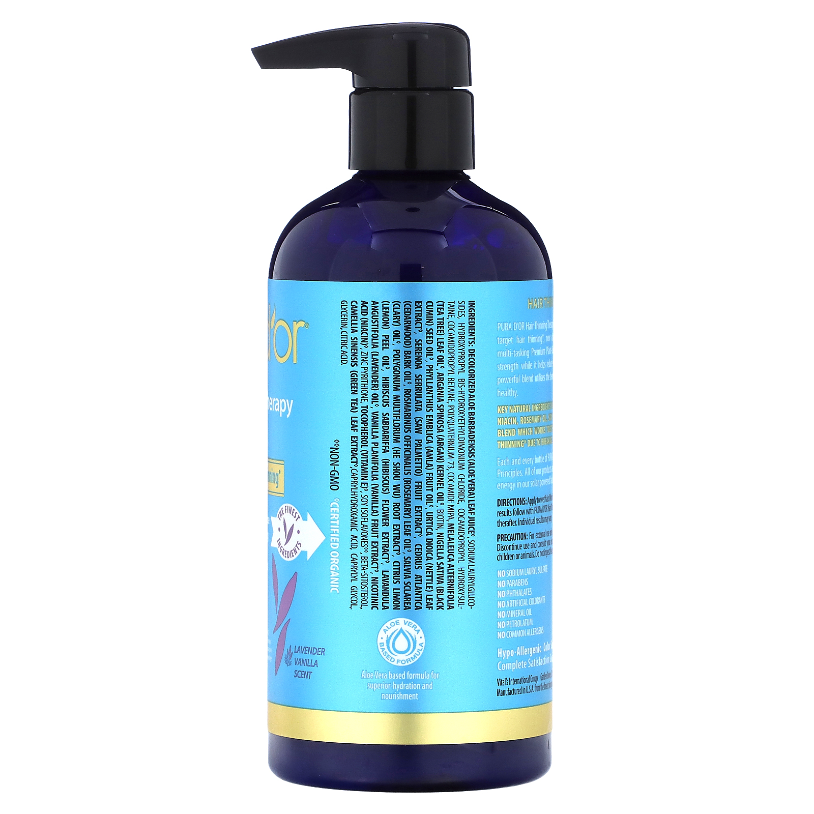 Pura D'or, Hair Thinning Therapy Shampoo, Lavender Vanilla, 16 fl oz