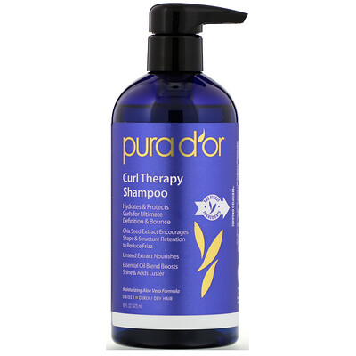 Купить Pura D'or Curl Therapy, шампунь для ухода за вьющимися волосами, 473 мл (16 жидк. унций)